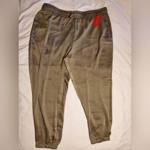 NWT- Jennifer Lopez Satin-Feel Joggers in Khaki - Size 1X